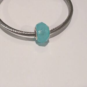 Silver Blue Faceted Charm for Pandora‎ Style